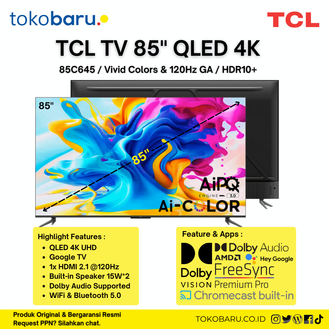 TCL TV 85" 4K QLED UHD Smart TV Google TV