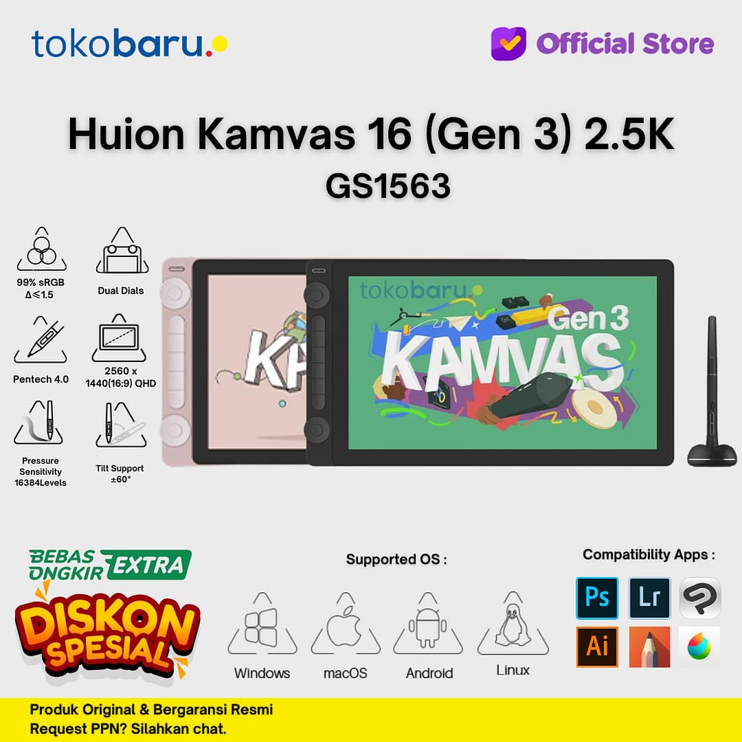Huion Kamvas 16 Gen 3 | Pen Display 16" Inch 2.5K QHD - Image 1