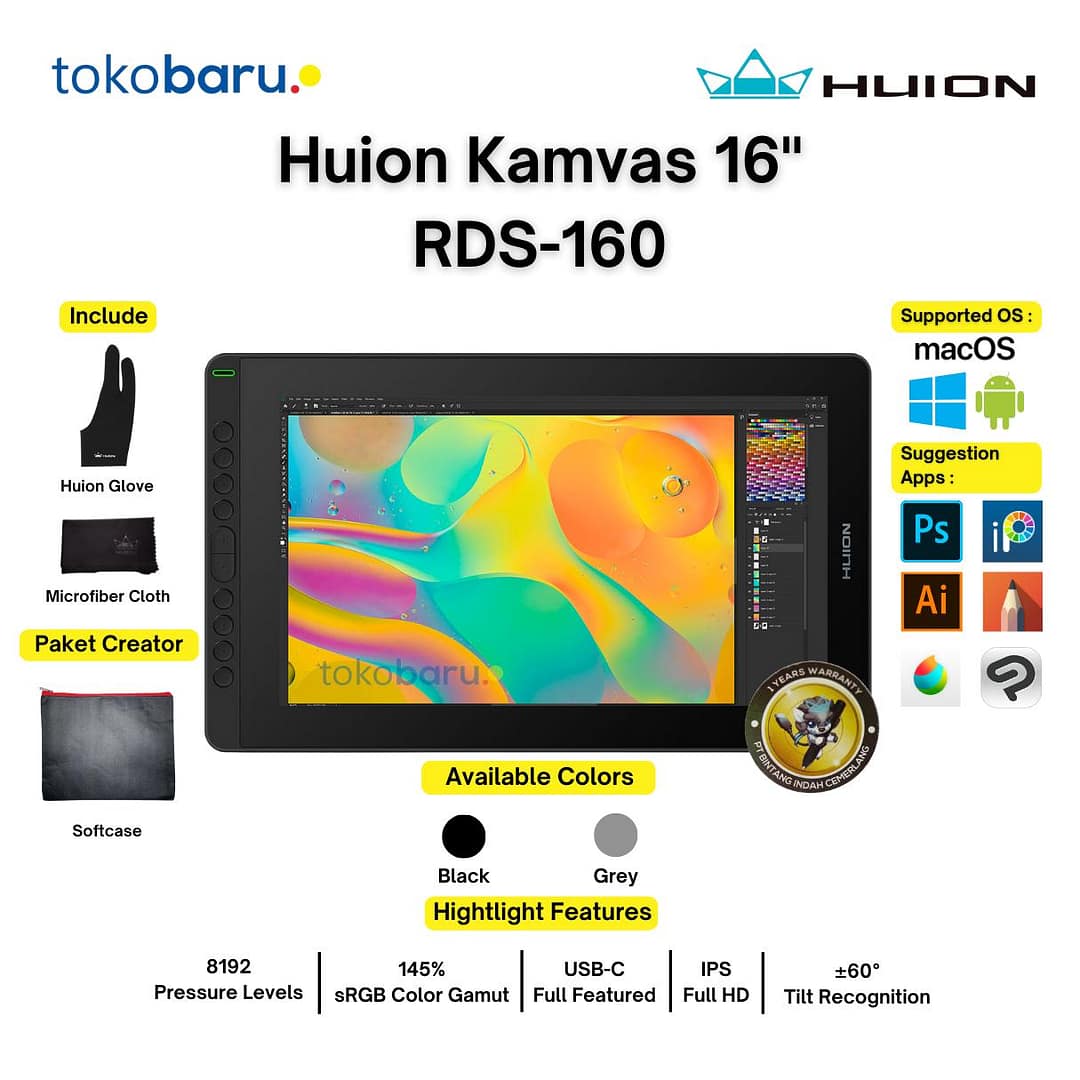 Huion Kamvas RDS-160 16" Pen Display Drawing Education - Image 1
