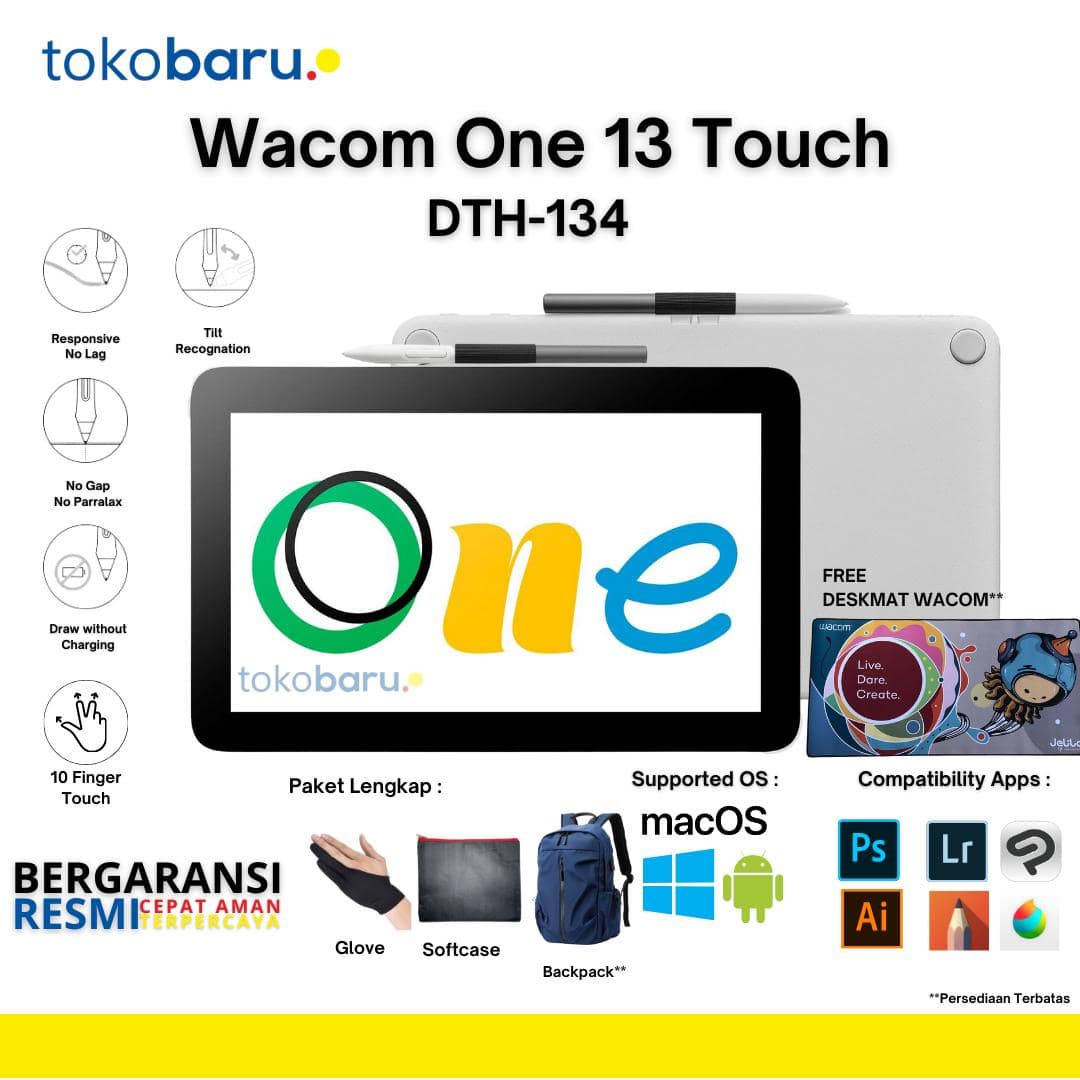 Wacom One Pen/Touch Display 13", USB-C DTH-134WOC - Image 1