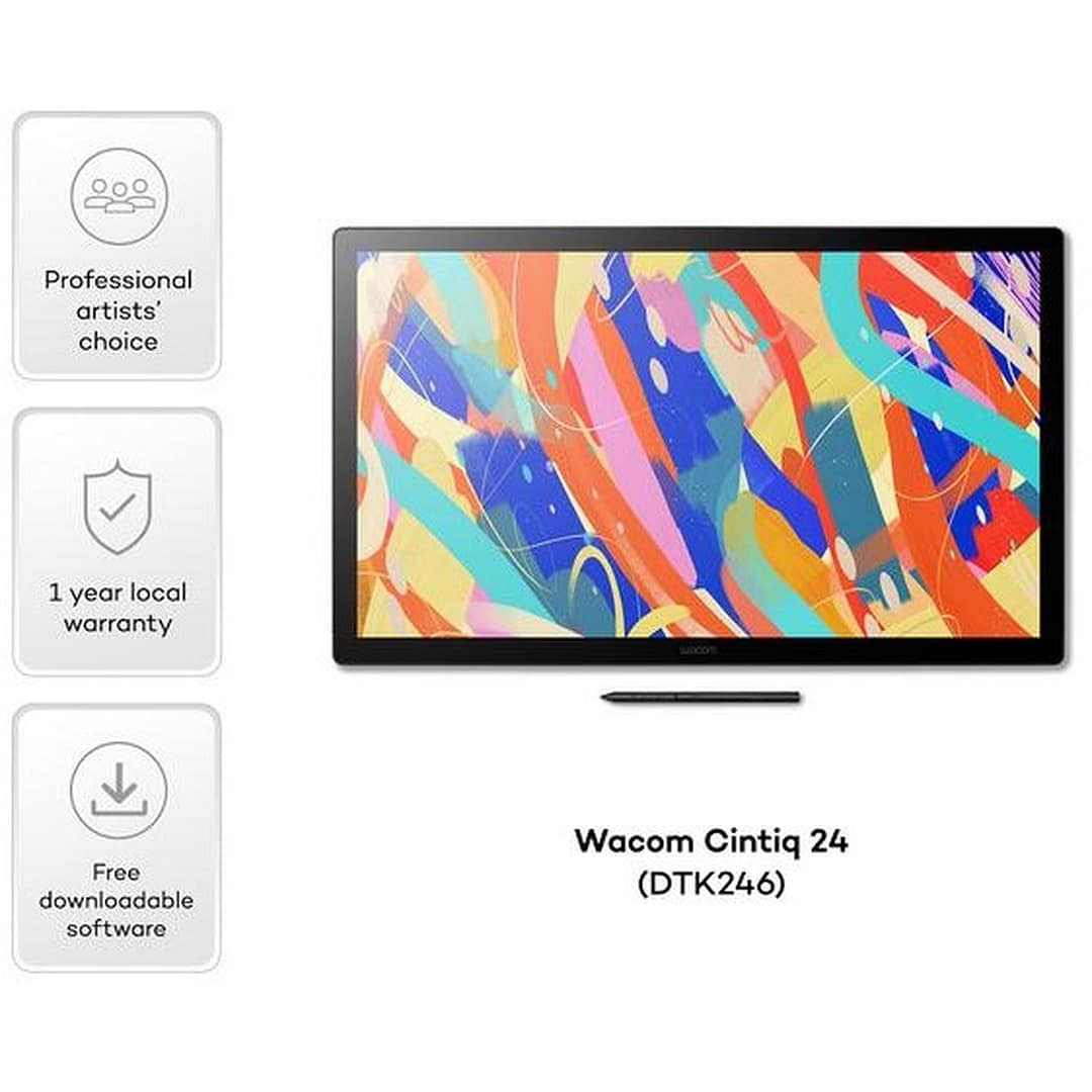 Wacom Cintiq 24 Pen Display Tablet Monitor Design with Pro Pen 3 - DTK-246/K0-C - Image 1