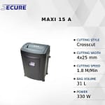 Secure Maxi 15A Cross Cut Mesin Penghancur Kertas Paper Shredder