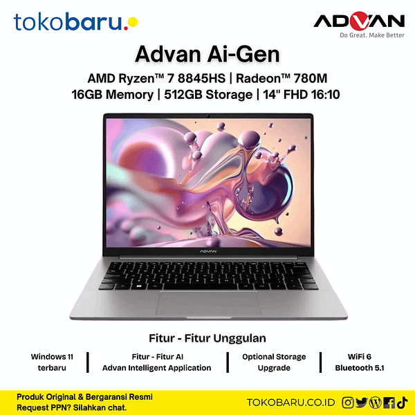 Advan Ai-Gen AMD Ryzen 7 IPS 14" FHD